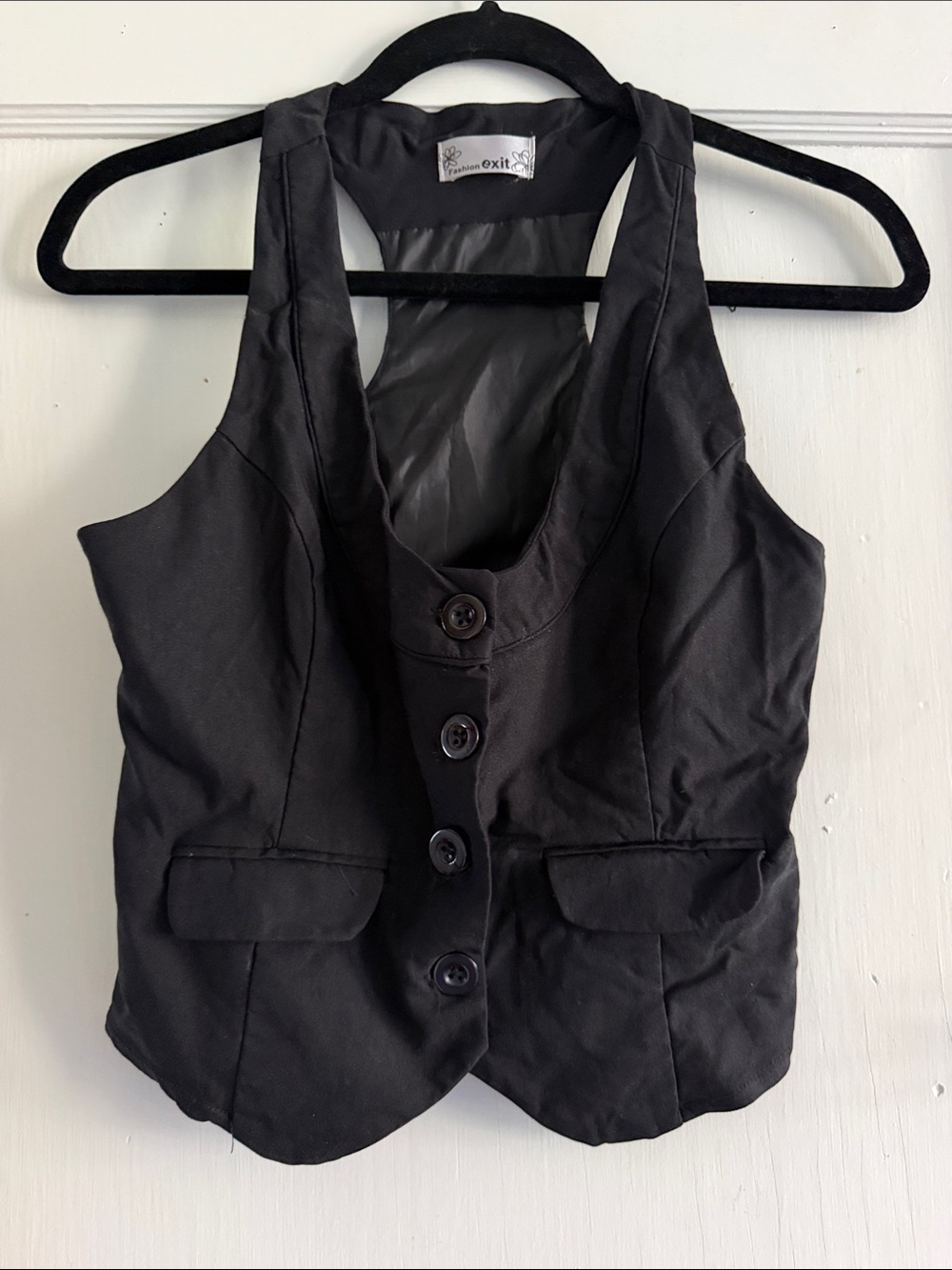 exit Black Button-Front Women's Vest